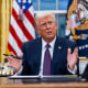 President Donald Trump speaks while signing executive orders in the Oval Office of the White House in Washington, DC, US, on Monday, Jan. 20, 2025. 