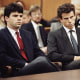 Lyle, left, and Erik Menendez sit in Beverly Hills Municipal Court in 1990.