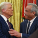 The new Secretary of Health and Human Services Robert F. Kennedy Jr., shakes hands with President Donald Trump after a swearing in ceremony in the Oval Office on Feb. 13, 2025.