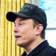 Donald Trump listens as Elon musk speaks