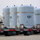 Empty nuclear waste shipping containers.