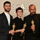 Israeli journalist and filmmaker Yuval Abraham, Palestinian journalist and filmmaker Basel Adra accept the award for Best Documentary Feature for "No Other Land" 