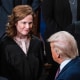 Supreme Court Justices Brett Kavanaugh and Amy Coney Barrett greet President Donald Trump 