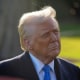 Donald Trump talks to reporters on the South Lawn of the White House 