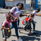 People flee gang violence during an anti-government demonstration in of Port-au-Prince, Haiti, on Feb. 20, 2025.