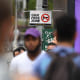 A sign designating a "Gun Free Zone" near New York's Times Square in 2022 after the Supreme Court lifted the firearms concealed-carry restrictions.