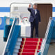 Chinese President Xi Jinping boards his plane following his visit to Vietnam on April 15, 2025.
