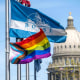 Boise and pride flags.