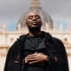 Derick Banin, a priest from Cameroon, outside St. Peter's Basilica during Pope Francis' funeral.