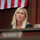 Rep. Marjorie Taylor Greene, R-S.C., presides over a House hearing on Feb. 26, 2025.