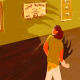 Illustration of a woman walking down a hall, turning her head towards something behind her. A large shadow with claws looms over her. On the wall, there is a framed cap and gown, a college diploma, and some photographs.