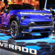 Electric Chevrolet Silverado shown at the New York Auto Show, April, 2022.