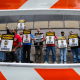 New Jersey Transit engineers strike near Newark-Penn Station in Newark on May 16, 2025. 
