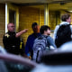 Law enforcement directs students outside of Wilgus Hall following an emergency incident at the University of Wisconsin-Platteville on May 19, 2025 in Platteville, Wisconsin.