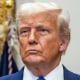 A split composite image of Donald Trump, left, and Jacky Rosen