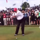 Donald Trump hits a golf ball in a video shared on X.