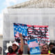 Demonstrators holds a banner  that reads, "Birthright Citizenship is a Constitutional Right"