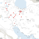A map of Iran with the location of Israeli attacks pinpointed, alongside Iranian military sites. More than 20 attacks are located on the map, with the most around Tehran.