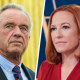 A split composite image of Robert F. Kennedy Jr. and Jen Psaki.