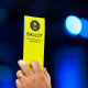 An attendee holds up a ballot during the Southern Baptist Convention's annual meeting in Anaheim, Calif., in 2022. 