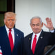 President Donald Trump welcomes Israel's Prime Minister Benjamin Netanyahu to the White House on April 7, 2025. 