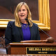 Minnesota House Speaker Melissa Hortman addresses the House floor after being re-elected for her third term on Jan. 3, 2023, in St. Paul.