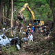 First responders carry out search and rescue operations