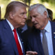 Nassau County Executive Bruce Blakeman talks to Donald Trump during a memorial ceremony on Sept. 11, 2024, in New York.