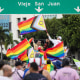 Participants waves pride flags on their way to Old San Juan.