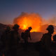 Firefighters in the growing Palisades fire on January 11. 