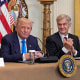 President Donald Trump with Robert F. Kennedy Jr., Health and Human Services Secretary, Mehmet Oz,