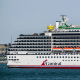 A cruise ship on the water