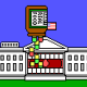 An animated White House gobbles supplements falling from a bottle labeled "REAL FOOD"