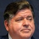 A split composit of JB Pritzker and Charlie Sykes.