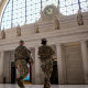 Members of the National Guard patrol Union Station on Aug. 27, 2025 in Washington, D.C. 