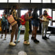 Students line up to vote at a campus polling place at Southern University in Baton Rouge, La.,on Nov. 5, 2024. 