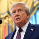 Donald Trump  speaking i nthe Oval Office