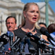 Anouska De Georgiou speaks at a news conference with other alleged victims of disgraced financier and sex trafficker Jeffrey Epstein outside the Capitol on Sept. 3, 2025.