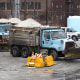 Fully loaded salt trucks in anticipation of a winter storm in Chicago in 2022.