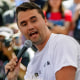 Charlie Kirk speaks outside