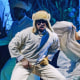 Bad Bunny performs onstage. 