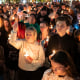 A candlelight vigil and prayer event for Charlie Kirk on Sept. 10, 2025 in Seattle.