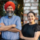 Harsimran Singh, Santokh Singh Khinda and Pawandeep Kaur Khinda outside All India Cafe’s Arcadia, California location.