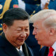 President Donald Trump talks with China's President Xi Jinping