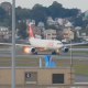 A Swiss International Air Lines plane briefly spits out flames during an aborted departure from Boston Logan International Airport on Tuesday, Sept. 16, 2025.