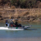 A U.S. Border Patrol officer deploys on the Rio Grande on a patrol of the US-Mexico border at Eagle Pass, Texas, on Jan. 24, 2025.