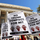 Signs at MIT's Graduate Student Union in Cambridge, Mass., on Oct. 10, 2025. 