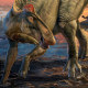 An artist's impression shows the duck-billed dinosaur Edmontosaurus