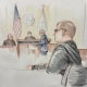 A sketch of Sean Grayson seated in court