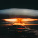 Nuclear explosion and atomic mushroom cloud; Donald Trump.